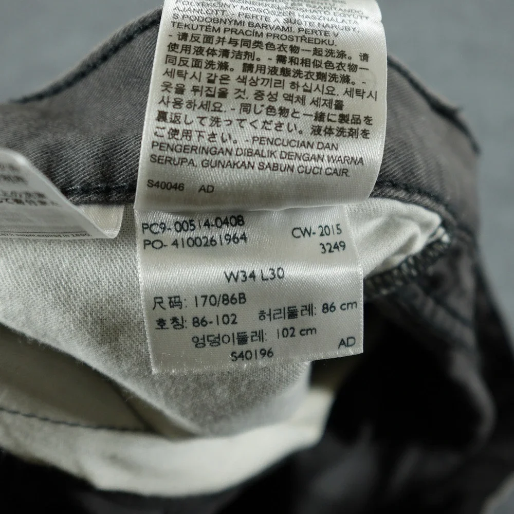 Levi's 514 Jeans Mens 34x30 Gray Straight Leg Cotton Twill Casual Classic